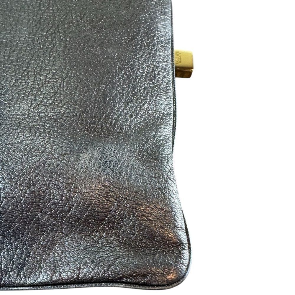LOEWE Burnished Silver Leather Small Anagram Messenger Crossbody Bag - Picture 12 of 15